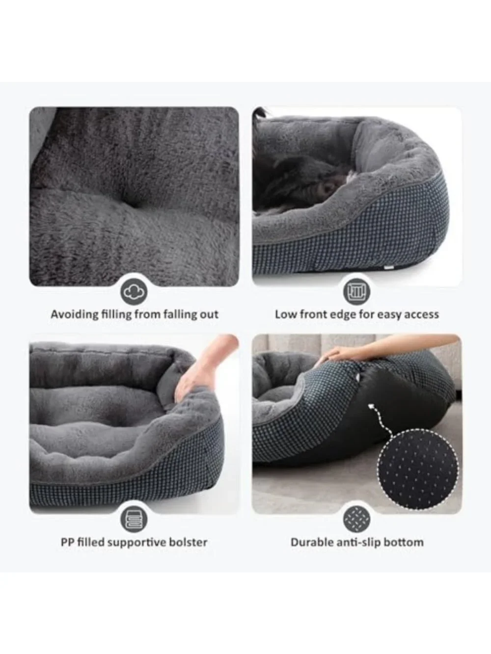 Cozy Orthopedic Small Dog & Cat Bed, Washable, Anti-Slip, Soft Calming Sleep (S)